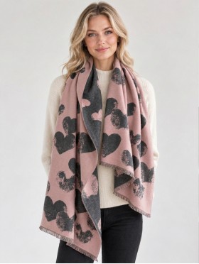 Heart Design Blanket Scarf